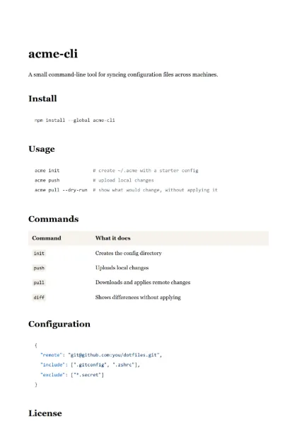 First page of the README template