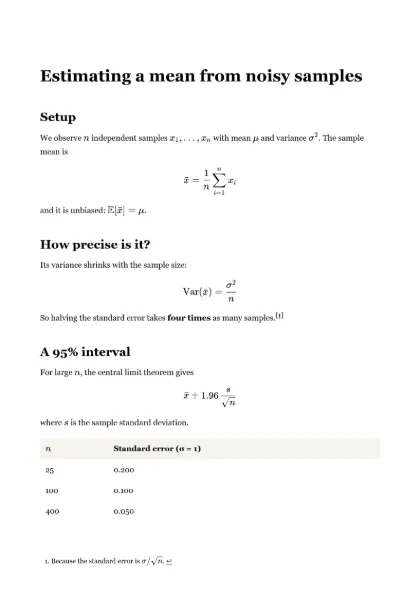 First page of the Research note template